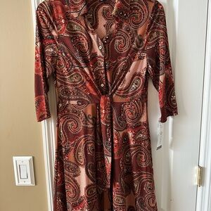 Perceptions Red Paisley Long Sleeve Dress